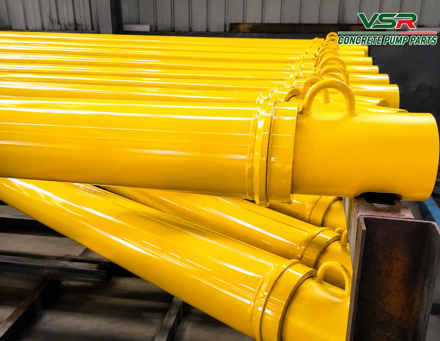 Concrete pump straight pipe connection view